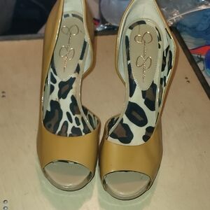 Jessica Simpson Mustard Peep-Toe Heels